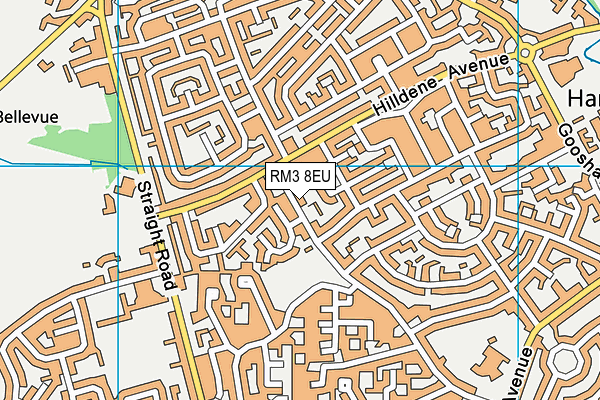 RM3 8EU map - OS VectorMap District (Ordnance Survey)