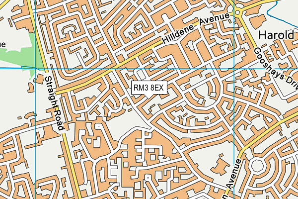 RM3 8EX map - OS VectorMap District (Ordnance Survey)