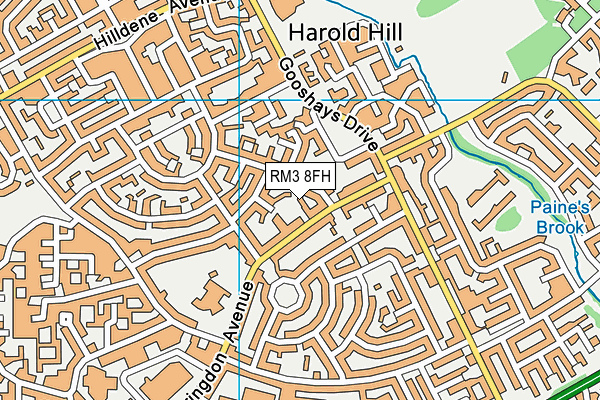 RM3 8FH map - OS VectorMap District (Ordnance Survey)