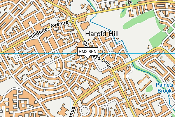 RM3 8FN map - OS VectorMap District (Ordnance Survey)
