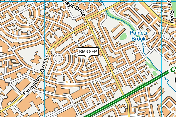 RM3 8FP map - OS VectorMap District (Ordnance Survey)