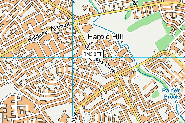 RM3 8FT map - OS VectorMap District (Ordnance Survey)