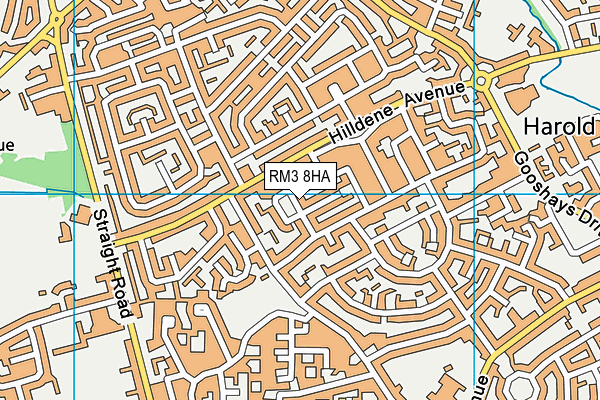 RM3 8HA map - OS VectorMap District (Ordnance Survey)