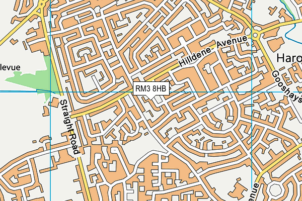 RM3 8HB map - OS VectorMap District (Ordnance Survey)
