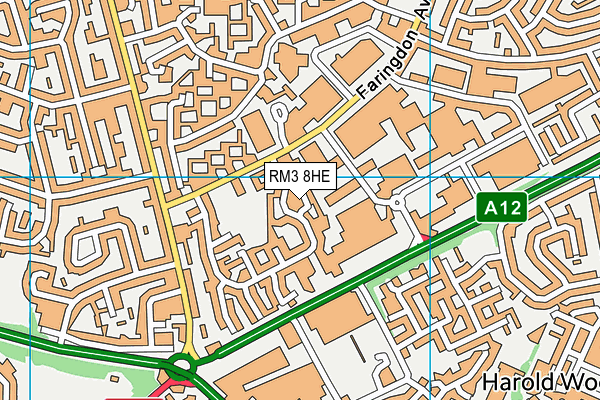 RM3 8HE map - OS VectorMap District (Ordnance Survey)