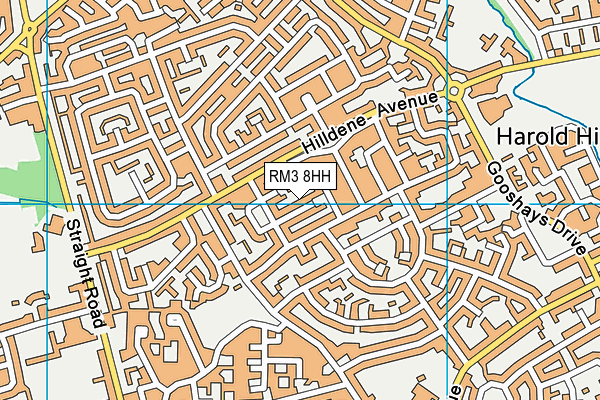 RM3 8HH map - OS VectorMap District (Ordnance Survey)