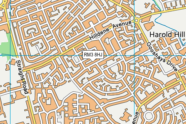 RM3 8HJ map - OS VectorMap District (Ordnance Survey)