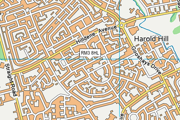 RM3 8HL map - OS VectorMap District (Ordnance Survey)