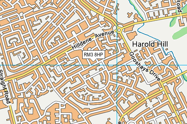 RM3 8HP map - OS VectorMap District (Ordnance Survey)