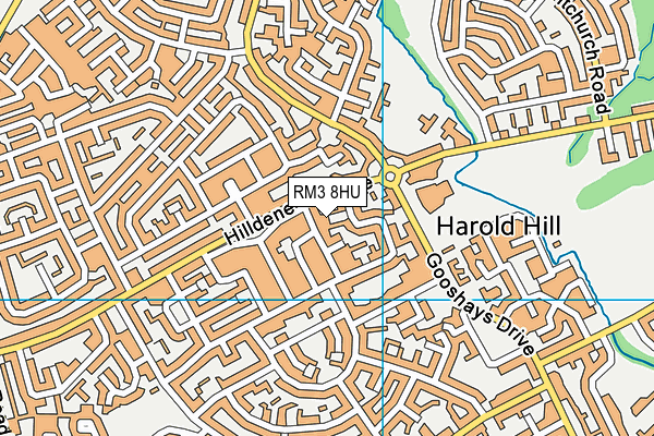RM3 8HU map - OS VectorMap District (Ordnance Survey)