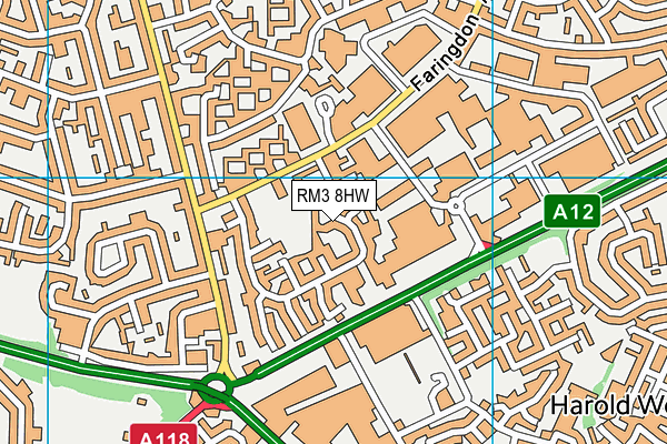 RM3 8HW map - OS VectorMap District (Ordnance Survey)