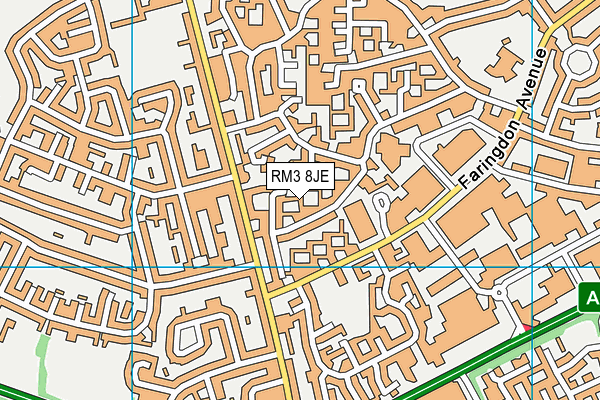 RM3 8JE map - OS VectorMap District (Ordnance Survey)