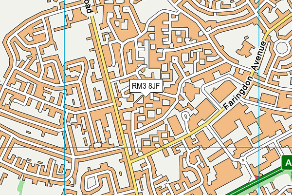 RM3 8JF map - OS VectorMap District (Ordnance Survey)