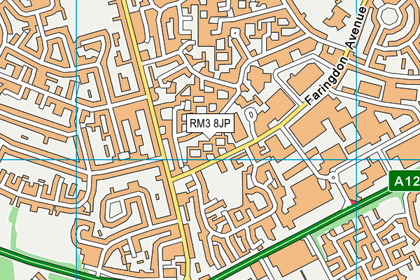 RM3 8JP map - OS VectorMap District (Ordnance Survey)