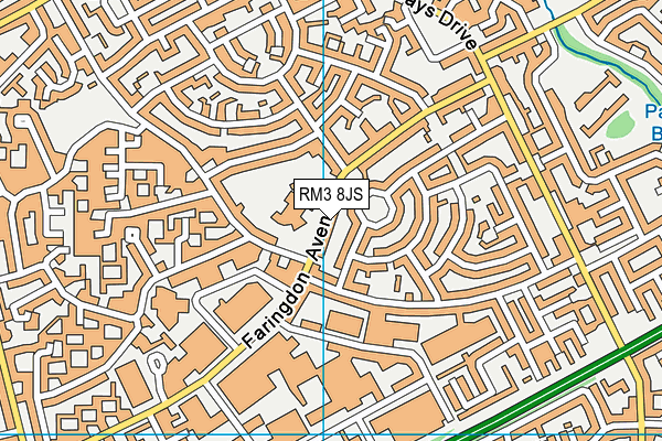 RM3 8JS map - OS VectorMap District (Ordnance Survey)