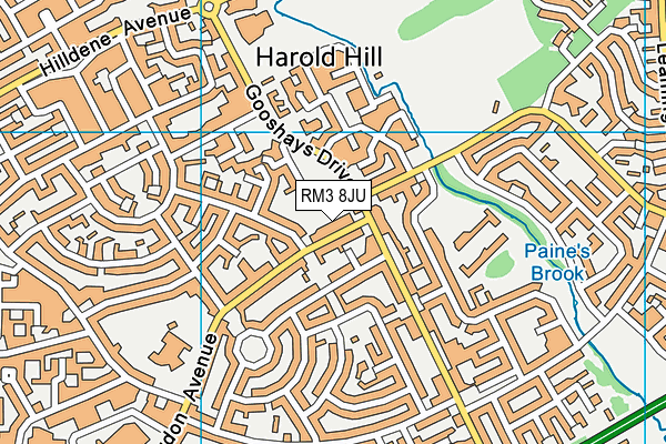 RM3 8JU map - OS VectorMap District (Ordnance Survey)