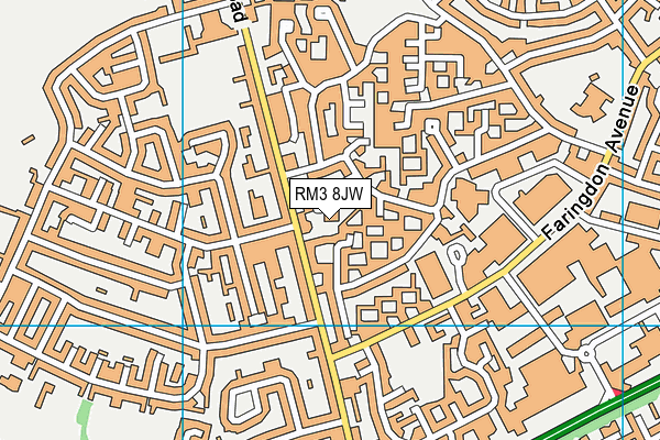 RM3 8JW map - OS VectorMap District (Ordnance Survey)
