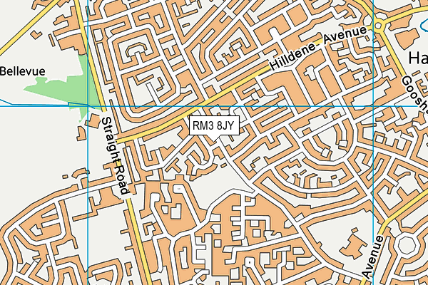 RM3 8JY map - OS VectorMap District (Ordnance Survey)