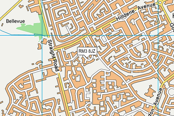 RM3 8JZ map - OS VectorMap District (Ordnance Survey)