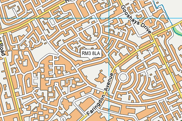 RM3 8LA map - OS VectorMap District (Ordnance Survey)
