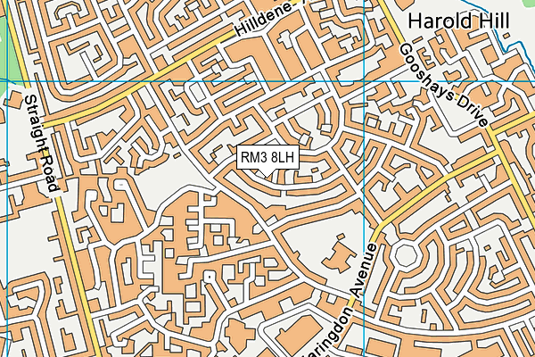 RM3 8LH map - OS VectorMap District (Ordnance Survey)