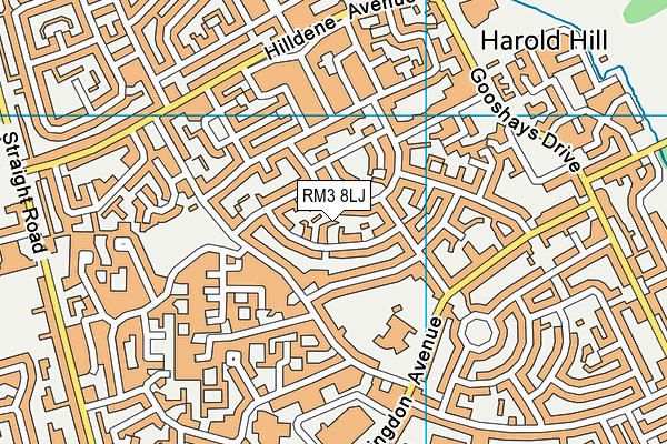 RM3 8LJ map - OS VectorMap District (Ordnance Survey)
