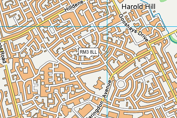 RM3 8LL map - OS VectorMap District (Ordnance Survey)