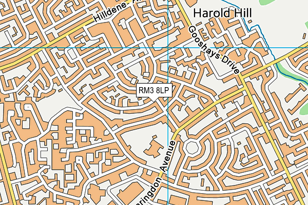 RM3 8LP map - OS VectorMap District (Ordnance Survey)