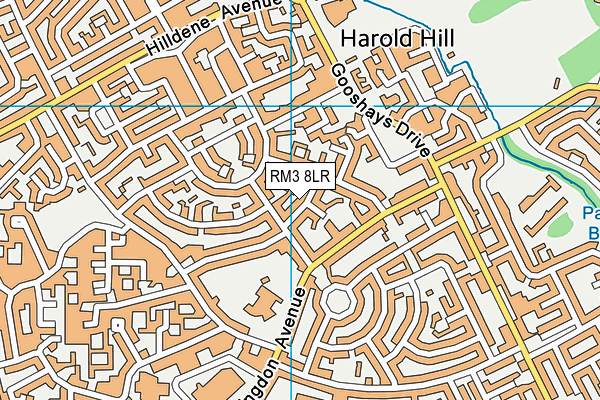 RM3 8LR map - OS VectorMap District (Ordnance Survey)