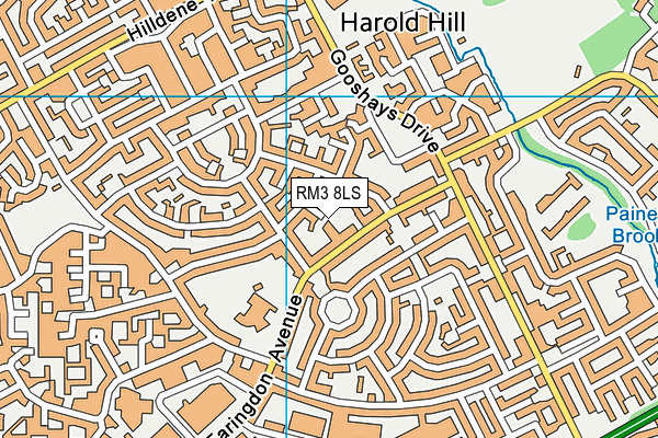 RM3 8LS map - OS VectorMap District (Ordnance Survey)