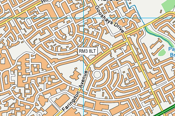 RM3 8LT map - OS VectorMap District (Ordnance Survey)