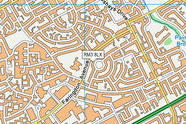 RM3 8LX map - OS VectorMap District (Ordnance Survey)