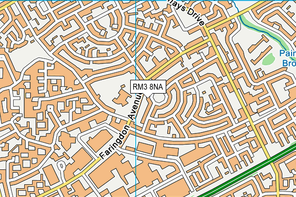 RM3 8NA map - OS VectorMap District (Ordnance Survey)