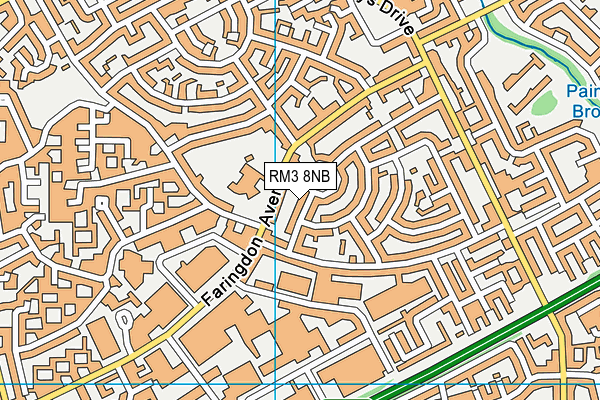 RM3 8NB map - OS VectorMap District (Ordnance Survey)