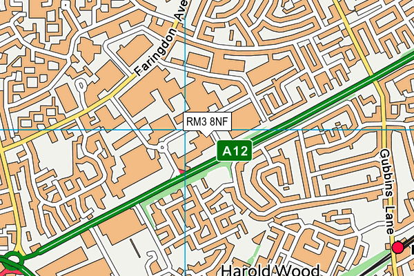 RM3 8NF map - OS VectorMap District (Ordnance Survey)