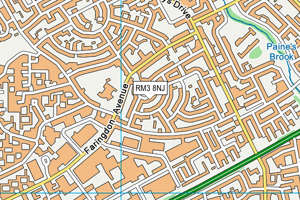RM3 8NJ map - OS VectorMap District (Ordnance Survey)