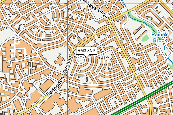 RM3 8NP map - OS VectorMap District (Ordnance Survey)