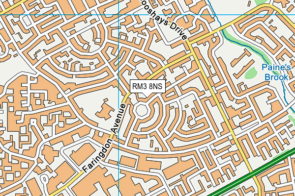 RM3 8NS map - OS VectorMap District (Ordnance Survey)