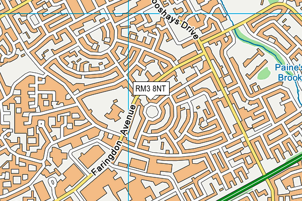 RM3 8NT map - OS VectorMap District (Ordnance Survey)