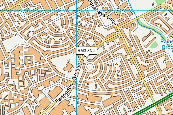 RM3 8NU map - OS VectorMap District (Ordnance Survey)