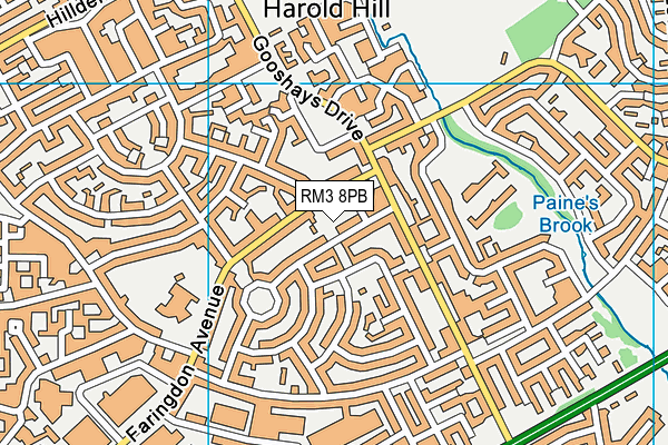 RM3 8PB map - OS VectorMap District (Ordnance Survey)