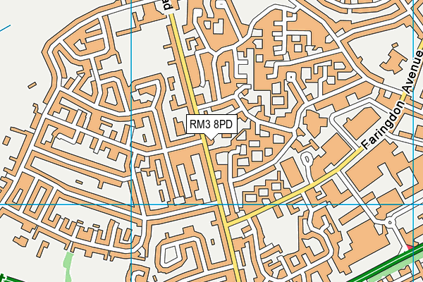 RM3 8PD map - OS VectorMap District (Ordnance Survey)