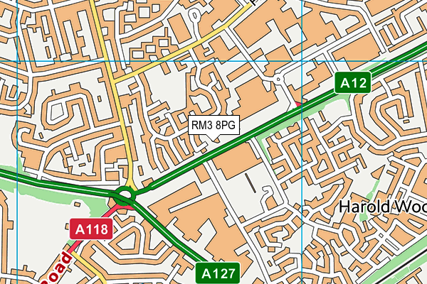 RM3 8PG map - OS VectorMap District (Ordnance Survey)