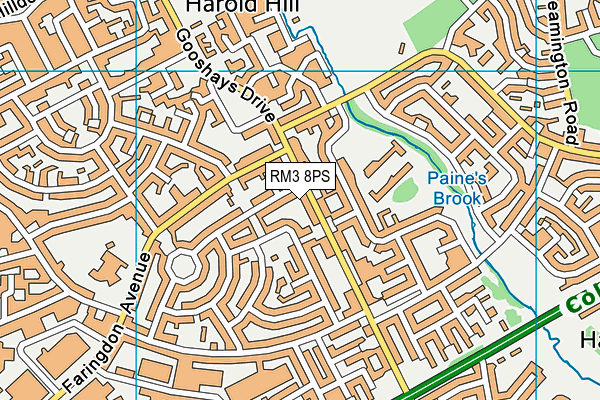 RM3 8PS map - OS VectorMap District (Ordnance Survey)