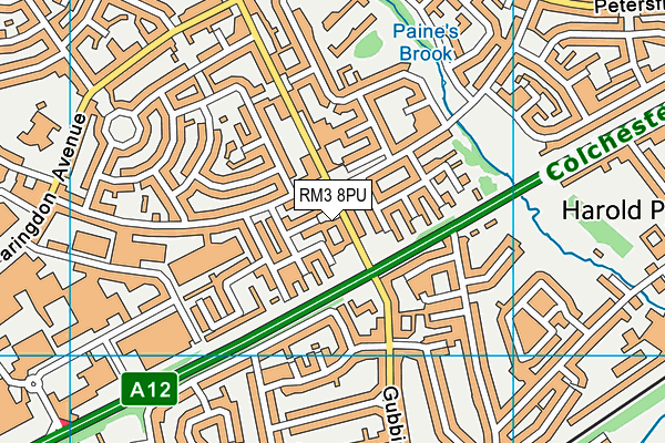 RM3 8PU map - OS VectorMap District (Ordnance Survey)