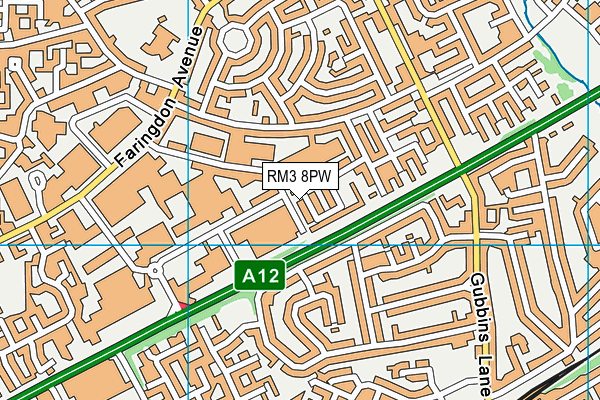 RM3 8PW map - OS VectorMap District (Ordnance Survey)