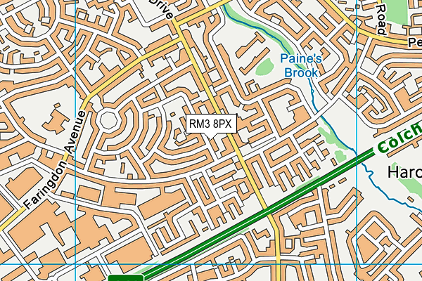 RM3 8PX map - OS VectorMap District (Ordnance Survey)