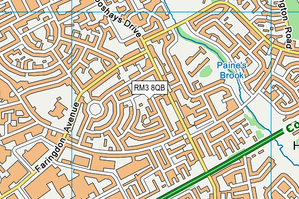 RM3 8QB map - OS VectorMap District (Ordnance Survey)