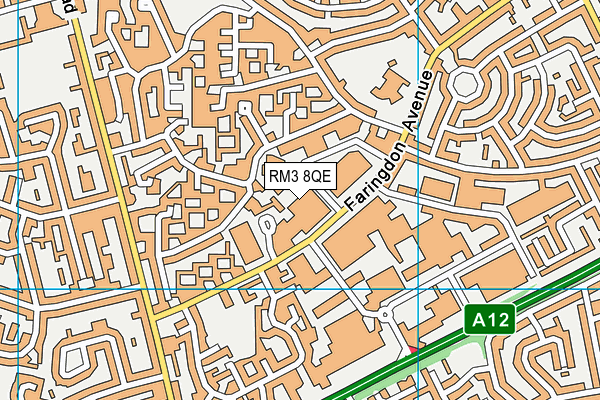 RM3 8QE map - OS VectorMap District (Ordnance Survey)