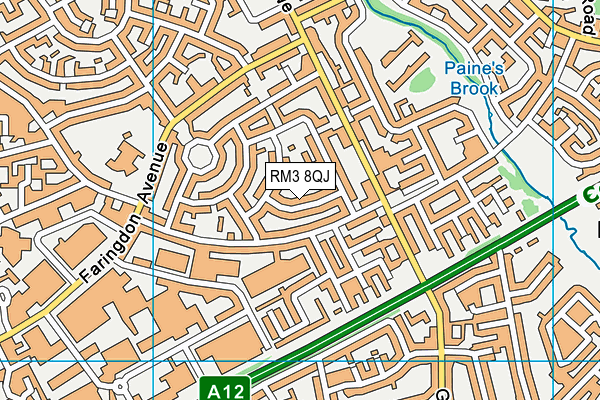 RM3 8QJ map - OS VectorMap District (Ordnance Survey)